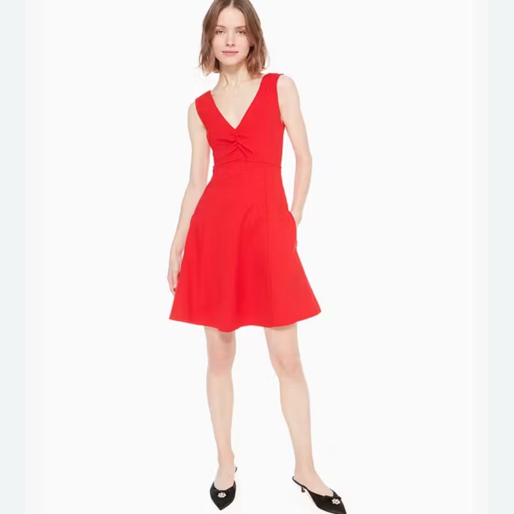 kate spade Red V-Neck Twist Bust Mini Dress
